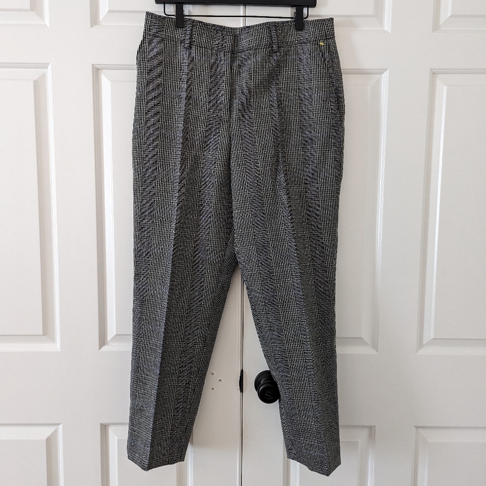 Akris Punto Plaid schurwolle Virgin Checked Wool Tapered Trouser Pants Sz 10